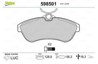 Σετ τακάκια Εμπρός  ( Σύστημα Lucas) 598501 Valeo