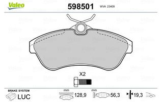 Σετ τακάκια Εμπρός  ( Σύστημα Lucas) 598501 Valeo