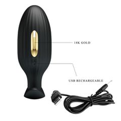 Pretty Love JEFFERSON Vibrating Electro Butt Plug BLACK-thumb-2