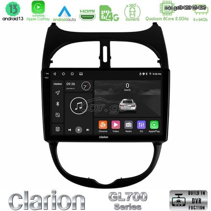 Clarion GL700 Series 8Core Android13 4+64GB Peugeot 206 Navigation Multimedia Tablet 9″ Με Carplay & Android Auto