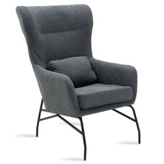 Πολυθρόνα - Μπερζέρα Σαλονιού Rimbo Υφασμάτινη Γκρι - Μαύρο