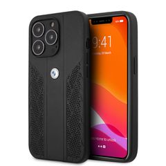 BMW Leather Black Curve Perforated Design Back Cover Θήκη προστασίας από δερματίνη – iPhone 13 Pro Μαύρο