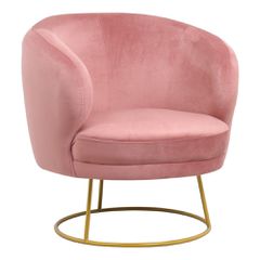 Πολυθρόνα Σαλονιού Rony Από Βελούδο Σάπιο Μήλο - Χρυσό