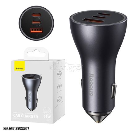 Car charger Baseus Golden Contactor Pro, 2x USB-C, 1x USB, 65W (grey)