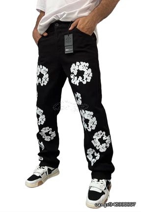 Relaxed Fit Jeans Floral Black Ανδρικό - 1118656938