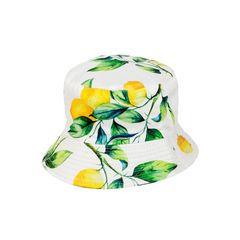 Bucket καπέλο διπλής όψεως Lemon Print White  - TDA01-91804-WH