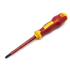 Κατσαβίδι με μόνωση 1000V VDE phillips ph0Χ60mm. Πιστοποιημένο VDE Για χρήση σε περιοχές υψηλής τάσης, έως 1000 V εναλλασσόμενο ρεύμα. Κατασκευασμένη από κράμα χάλυβα υψηλής απόδοσης για μέγιστη αντοχ