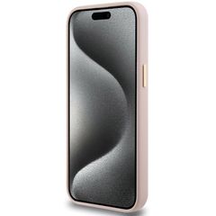 Guess Silicone Script Metal Logo & Frame case for iPhone 15 Pro - pink-thumb-4