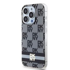 DKNY IML Checkered Mono Pattern & Printed Stripes MagSafe Case for iPhone 15 Pro - Black-thumb-1