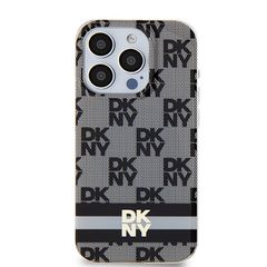 DKNY IML Checkered Mono Pattern & Printed Stripes MagSafe Case for iPhone 15 Pro - Black-thumb-2