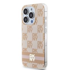 DKNY IML Checkered Mono Pattern & Printed Stripes MagSafe case for iPhone 15 Pro - pink-thumb-1