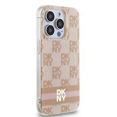 DKNY IML Checkered Mono Pattern & Printed Stripes MagSafe case for iPhone 15 Pro - pink-thumb-3
