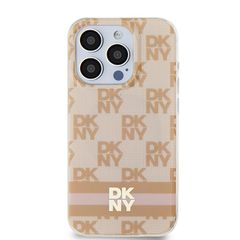 DKNY IML Checkered Mono Pattern & Printed Stripes MagSafe case for iPhone 15 Pro - pink-thumb-2