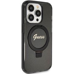 Guess Ring Stand Script Glitter MagSafe case for iPhone 15 Pro - black-thumb-3