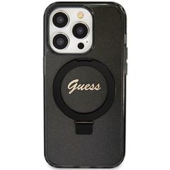 Guess Ring Stand Script Glitter MagSafe case for iPhone 15 Pro - black-thumb-2