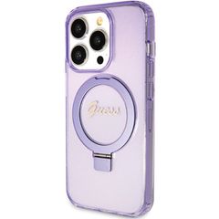 Guess Ring Stand Script Glitter MagSafe case for iPhone 15 Pro - purple-thumb-1