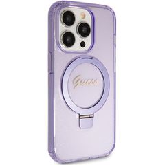Guess Ring Stand Script Glitter MagSafe case for iPhone 15 Pro - purple-thumb-3