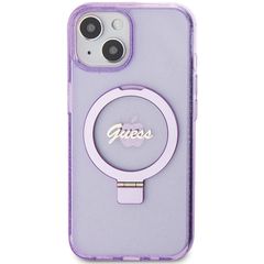 Guess Ring Stand Script Glitter MagSafe case for iPhone 15 Plus / 14 Plus - purple-thumb-2