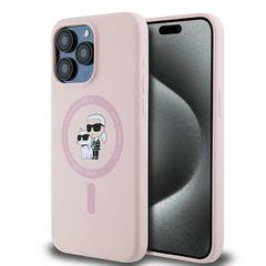 Karl Lagerfeld Silicone Karl Ring MagSafe case for iPhone 15 Pro Max - pink