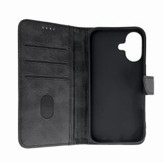 Leather Book Case for iPhone 16 - black-thumb-2