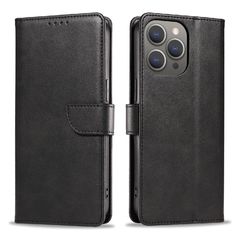 Leather Book Case for iPhone 16 - black-thumb-4