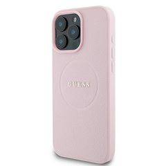 Guess MagSafe Grained Gold Ring iPhone 15 Pro Max Case - Pink-thumb-1