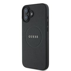 Guess Grained Gold Ring MagSafe case for iPhone 16 Plus - black-thumb-1