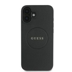 Guess Grained Gold Ring MagSafe case for iPhone 16 Plus - black-thumb-2