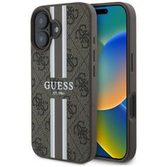 Guess 4G Printed Stripes MagSafe iPhone 16 Case - Brown-thumb-0