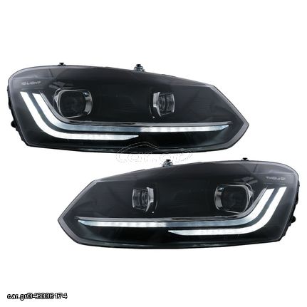 Μπροστινά Φανάρια Set Για Vw Polo 6R/6C 09-17 DRL New Design & Dynamic Φλας H7 Με Μοτέρ Carner