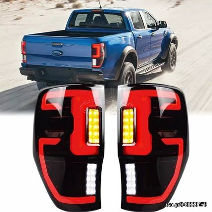 Πισινά Φανάρια Set Για Ford Ranger T6 T7 T8 12-20 Led Bar Dynamic Black Full Led