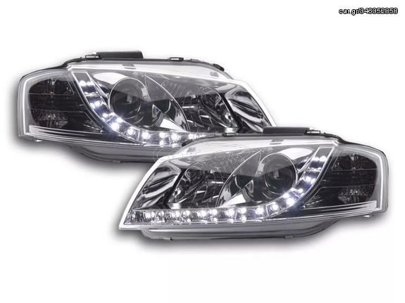 Μπροστινά Φανάρια LED Dayline με Φώτα Ημέρας Audi A3 8P (2003-2013) - Χωρίς Ρυθμιστή - Χρώμιo - 2 Τμχ (SWA11LGX)