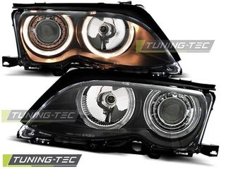 Φανάρια Angel Eyes Εμπρός Μαύρα BMW E46 4D Limousine 01-05 - (LPBM86)