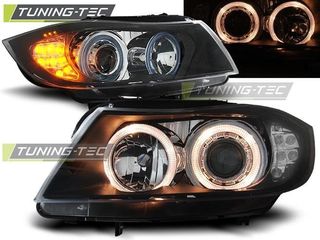 Φανάρια Angel Eyes Εμπρός Μαύρα BMW E90 05-09/2008 - (LPBM90)