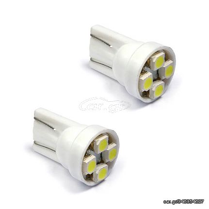 Λάμπες Led T10 12volt 4 Led Wedge Canbus Λευκό Φως 14192 2 Τεμάχια