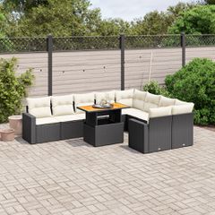 vidaXL Σαλόνι Κήπου Σετ 10 Τεμαχίων Μαύρο Συνθετικό Ρατάν με Μαξιλάρια