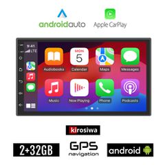 Ηχοσύστημα 7" ιντσών Kirosiwa 2+32GB Android με WI-FI GPS Playstore Youtube (2GB Ram 32GB Rom οθόνη αφής USB 2 GB Ελληνικός πλοηγός Navi Android Auto Apple Carplay OBD αυτοκινήτου OEM 2DIN Bluetooth M