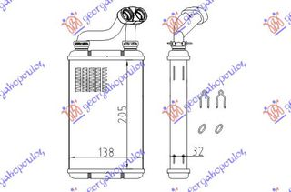 ΨΥΓΕΙΟ ΚΑΛΟΡΙΦΕΡ (B) +ΑC (205x145) για BMW SERIES 3 (E36) COMPACT 94-98