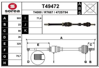 ΗΜΙΑΞΟΝΙΟ ΔΕΞΙ CLIO V 1.0 LPG-TCe , T49472 , 391000823R , 391001267R ,  NPWRE222