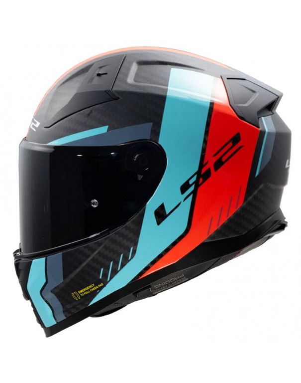 LS2 FF811 Vector II Carbon Grid Matt Red/Cyan
