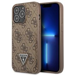 Guess 4G Triangle Logo Cardslot Case for iPhone 13 Pro / 13 - Brown-thumb-0
