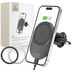 Tech-Protect MM15W-V1 Car Phone Holder with MagSafe 15W Inductive Charger for Air Vent - Black