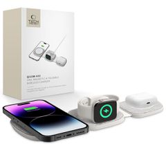 Tech-Protect QI15W-A32 3-in-1 Inductive Charger with MagSafe for Smartphone / Apple Watch / AirPods - Gray