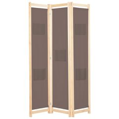 vidaXL Διαχωριστικό Δωματίου με 3 Πάνελ Καφέ 120x170x4 εκ. Υφασμάτινο