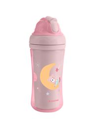 Kikka Boo Παιδικό Κύπελλο Mε Καλαμάκι Σιλικόνης 220ml Moony Me Pink
