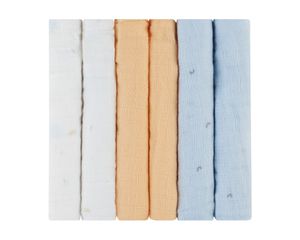 Λαβέτες Mουσελίνας 6τμχ 30x30εκ Stripy Friends Kikka Boo