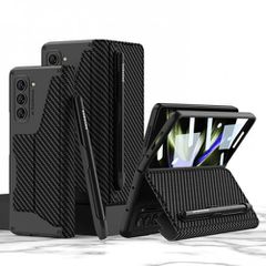 Θήκη Armor Leather Sleeve Case with Pen Slot Carbon Fiber Grain Samsung Galaxy Z Fold5 5G SM-F946 Black