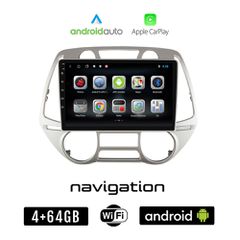 HYUNDAI i20 (2008 - 2013) με αυτόματο κλιματισμό Android οθόνη αυτοκίνητου 4GB + 64GB με GPS WI-FI (ηχοσύστημα αφής 9" ιντσών OEM Android Auto Apple Carplay Youtube Playstore MP3 USB Radio Bluetooth M