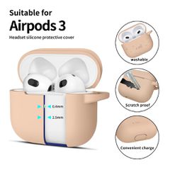 Tech-Protect Silicone Hook Case for Apple AirPods 3 - Beige-thumb-1