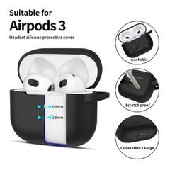 Tech-Protect Silicone Hook Case for Apple AirPods 3 - Black-thumb-1
